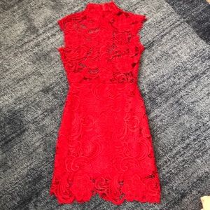 Red lace mini dress